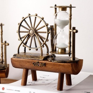 Ornements Style Européen Rétro Sablier en Bois Écologique Tour de Fer Décorations Maison Grande Roue Cadeau Anniversaire pour Étudiants Couples - Product Image 1
