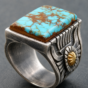 Anello Vintage Bicolore da Uomo, Anello alla Moda Stile Retrò, Accessorio per Dito dal Design Classico - Product Image 5