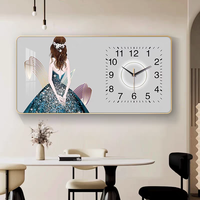 Horloge murale moderne pour la décoration de restaurant, affiches abstraites encadrées, impressions de luxe, peinture sur porcelaine de cristal
