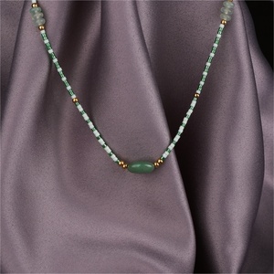 Gargantilla de piedras preciosas de mujer chapada en oro de 18 quilates de acero inoxidable de moda personalizada con opción de regalo de piedras naturales de Aventurina verde - Product Image 4