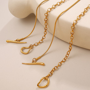 Collar de Acero Inoxidable con Gancho, Cadena para Suéter en Oro y Plata, Joyería con Colgante para Uso Diario - Product Image 3