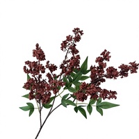 Faux tiges de fleurs Nandina, branches de baies en mousse, verdure Nandin pour la décoration intérieure, arrangement floral de style nordique