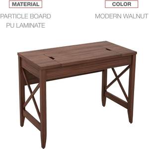 Table de bureau moderne Alera en noyer, réglable en hauteur (de 47,25 po à 43,75 po), 47,25 po x 23,63 po x 29,5 po, pour utilisation informatique - Product Image 4
