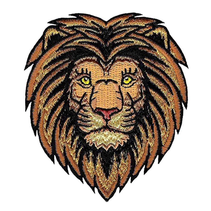 Профессиональный производитель, изготовленный на заказ, Высококачественная вышивка, нашивка с изображением Льва, дизайн головы животного для украшения одежды