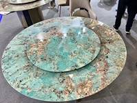 Grande dalle polie en granit vert Tiffany, amazonite, quartzite, design moderne brésilien, pour la décoration d'hôtels et de villas