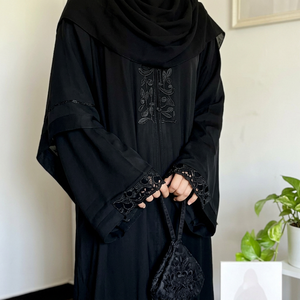 Solid Black Long Hijab Rhinestone Sparkle Modest Headscarf Breathable Lightweight Islamic Scarf for Daily Wear - Product Image 5