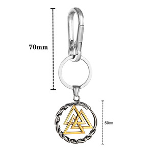 Nordic Viking Triangle Knot <b>Keychain</b> Zinc Alloy Two Tone Pendant Unisex Gift Charm - Product Image 4