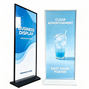 Rak <span class=keywords><strong>Display</strong></span> Lantai Tahan Angin yang Kokoh dengan Alas Air dan Bingkai Akrilik Transparan untuk Poster, Menu, dan Papan Promosi - Product Image 1