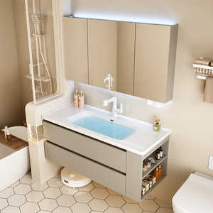 Nuevo mueble de baño con lavabo de cerámica integrado antivaho para lavarse la cara y las manos - Product Image 6