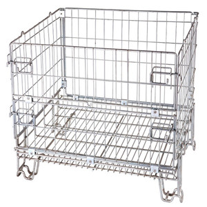 Nhiệm Vụ Nặng Nề Đóng Mở Có Thể Gập Lại Lưu Trữ Lồng Euro <span class=keywords><strong>Pallet</strong></span> 4-Hai Lớp <span class=keywords><strong>Stackable</strong></span> Dây Container <span class=keywords><strong>Pallet</strong></span> Giá Kho Lưu Trữ Giá Cho - Product Image 2
