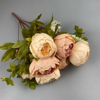 13-Zweige Seiden-Pfingstrosen Künstlicher Blumenstrauß mit Wickelkern Hochwertige Blumenarrangements für Hochzeit, Zuhause und Esstisch-Dekoration