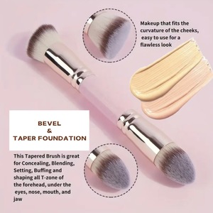 Set di 5/4/2 Pennelli Doppia Punta <span class=keywords><strong>per</strong></span> Fondotinta e Blush, in Fibra Sintetica Premium, <span class=keywords><strong>per</strong></span> Contorno, Polvere e Correttore, Rosa - Product Image 6