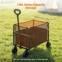Chariot de camping pliable, chariot à main d'extérieur, chariot de courses portable à roues pivotantes grande capacité, chariot de vente ambulante, utilisation domestique, en métal
