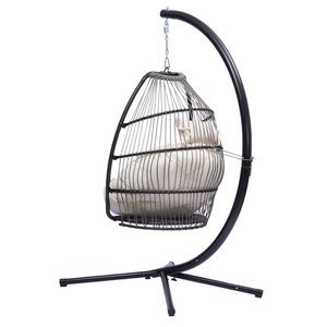 <span class=keywords><strong>Silla</strong></span> <span class=keywords><strong>Colgante</strong></span> Plegable de Metal <span class=keywords><strong>Tipo</strong></span> Huevo con Soporte en Forma de C, Cojín y Almohada Impermeables para Muebles de Exterior y Uso en Parques - Product Image 3