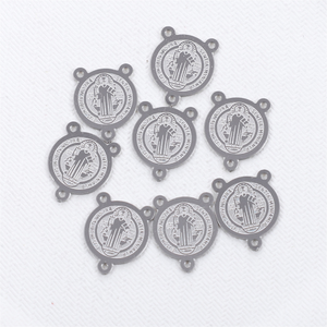 Children's 3-hole Virgin Mary St. Benedict Pendants | 18k PVD Plated Stainless Steel Charms & Medals DIY Catholic <b>Rosary</b> Making - Product Image 5
