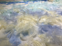 Tissu en dentelle à paillettes et plumes effet ombré, fait main, épais, brillant, pour robes de soirée de luxe et couture