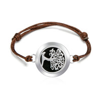 Bracelet d'aromathérapie créatif corde tressée arbre de vie diy huile essentielle Bracelet en acier inoxydable bijoux pour cadeau