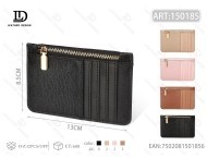 Portacarte con cerniera a 5 strati in pelle PU nera per carte e portafogli - Product Image 1