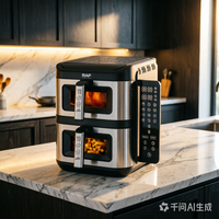 Four multifonction double couche sans fumée pour la maison, friteuse à air chaud électrique 2800W, cuisson mécanique, réduction de 80% de l'huile