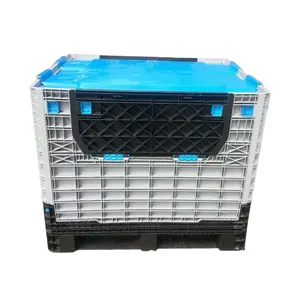 헤비 듀티 로딩 대형 플라스틱 팔레트 상자 접이식 접이식 버진 HDPE 산업 팔레트 상자