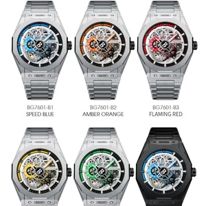 Montre de luxe pour homme BG7601-S, montres automatiques, montre-bracelet mécanique, étanche 50M, saphir, bracelet en acier lumineux, squelette - Product Image 2