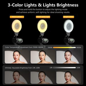 Amazear - Luz de Video LED con Seguimiento Automático, Gimbal para Selfies, Iluminación Auxiliar para Vlogs, Accesorios para Cámara DJI Osmo Pocket 3 - Product Image 5