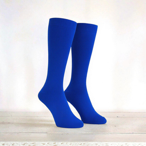 Chaussettes habillées bleues pour hommes, tricotées, fines, douces, respirantes, pour usage quotidien et bureau, classiques, mi-mollet, confortables - Product Image 3