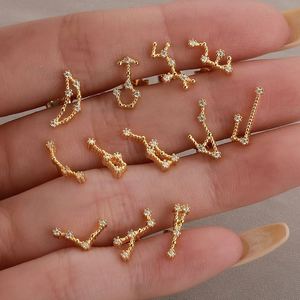 Dylam Stylish <b>Fine</b> Jewelry Women Hypoallergenic 925 Sterling Silver 5A Diamond Zirconia Twelve Constellations <b>Stud</b> <b>Earrings</b> - Product Image 1