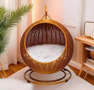 Litière pour chat en rotin de luxe, panier suspendu rafraîchissant pour animaux, coussin pour chien fait main, berceau pour animaux, toutes saisons - Product Image 2