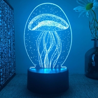 Lampe de Nuit 3D en Acrylique Effet Illusion Optique, Décoration de Chambre, 7 Couleurs, Lampe de Table Méduse Tactile, Anime Personnalisé, Dessin Animé Créatif, Vente Chaude