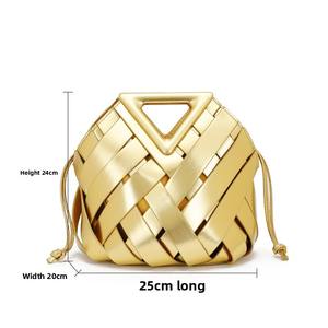 Bolso bandolera con solapa a la moda de nuevo estilo para mujer, gran capacidad, Clip tejido triangular de mano, cierre abierto, poliéster - Product Image 3