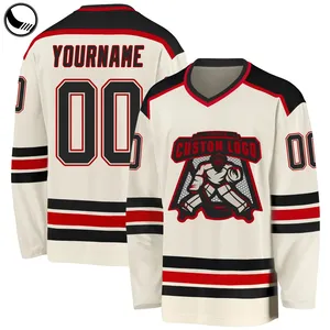 Custom oem stitched vintage twill embroidered youth double sided mens team inline reversible custom sublimated ice hockey jersey