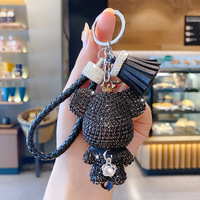 Nouvelle mode en gros, porte-clés en diamant scintillant en forme d'ours, porte-clés en forme d'ours à grosse tête (KC107C)