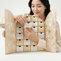 Boîte Calendrier de l'Avent en Carton Doré Champagne 24 Jours, Emballage Cadeau en Carton Arqué, Logo Personnalisé, Boîte à Bijoux et Cosmétiques