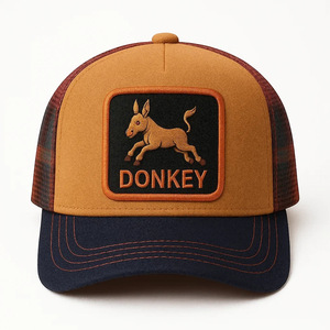 تصميم الأزياء مخصص عالية الجودة 3d التطريز شعار لوحة متعددة الرياضة سائق الشاحنة شبكة قبعات من جلد الغزال التصحيح الحيوان سائق الشاحنة قبعة - Product Image 1