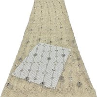 Tissu de dentelle perlée en polyester extensible de luxe, 100 % polyester, avec sequins brodés, style uni, tissu de mariée pour accessoires