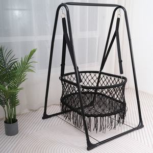 Zxm Boho Macrame Swing Basket for Baby Macrame <b>Rocking</b> Recliner <b>Crib</b> Basket Hanging Hammock - Product Image 2