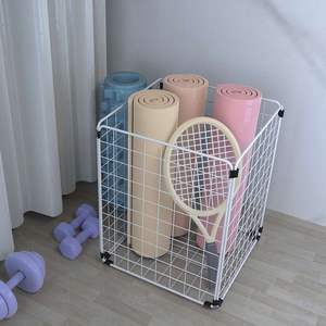 Cesta de almacenamiento de acero inoxidable con asa rectangular, ahorra espacio, para colchoneta de yoga, equipo de gimnasio, rodillo de espuma, organización y ordenación - Product Image 3