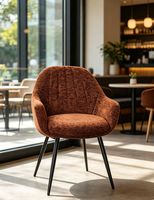 Chaise de salle à manger moderne en tissu marron, fauteuil rembourré avec dossier, chaise de loisirs à pieds en métal noir pour salle à manger, hôtel, maison