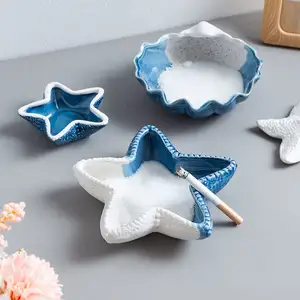 Fábrica 2024 creativo lindo Cenicero a prueba de viento personalizado nórdico estrella de mar Concha Cenicero de cerámica