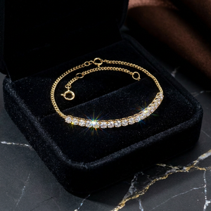 Pulsera de Oro Amarillo Sólido de 18K Xinfly, Pulsera de Cadena con Hilera de Diamantes Naturales, Joyería Urbana de Lujo - Product Image 6