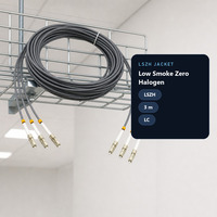 Kabel Patch Breakout Fiber Optik LC 4 Core LSZH 3 Meter untuk Jaringan Pusat Data