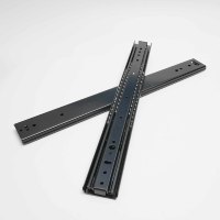 Correderas telescópicas de extensión total de 53 mm de alta resistencia con rodamientos de bolas de 90 kg para cajones de RV, caravanas, furgonetas y gabinetes marinos, con bloqueo, color negro.