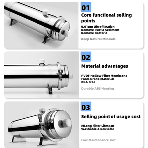 Système de filtration <span class=keywords><strong>d</strong></span>'<span class=keywords><strong>eau</strong></span> pour toute <span class=keywords><strong>la</strong></span> maison OEM en acier inoxydable à ultrafiltration PVDF lavable, <span class=keywords><strong>purificateur</strong></span> à haut <span class=keywords><strong>d</strong></span>ébit, durée de <span class=keywords><strong>vie</strong></span> de plus de 3 ans pour l'<span class=keywords><strong>eau</strong></span> de puits - Product Image 3