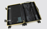 Valise rigide en fibre de carbone avec cadre en aluminium, serrure TSA, 4 roues pivotantes, bagage de voyage, vente en gros d'usine dorée