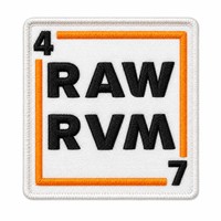 Patchs brodés personnalisés en velcro pour streetwear, RAW RVM, badge logo texte urbain, patchs thermocollants pour vêtements de marque, sweats à capuche