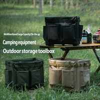 Sac de rangement multifonctionnel d'extérieur grande capacité pour camping et pique-nique, avec aluminium et rotin pour le rangement d'outils