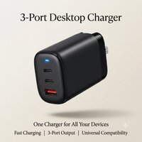Chargeur mural 3 ports USB A USB C 65W GaN type C pour ordinateur portable QC PD 4.0 3.0