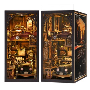 Porte-livres rectangulaires verticaux en bois Art Déco, modèle de maison 3D à assembler soi-même, jouet artisanal, cadeau d'anniversaire <span class=keywords><strong>pour</strong></span> adultes - Product Image 5