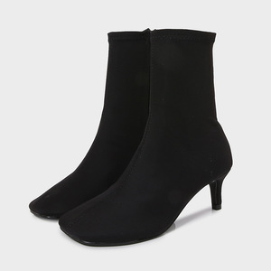 Botas de Moda para <span class=keywords><strong>Mujer</strong></span>, <span class=keywords><strong>Otoño</strong></span>, Nuevas, Negras, Punta Cuadrada, Tacón de Aguja Elástico, Botas Ajustadas, Botas Tipo Calcetín - Product Image 1